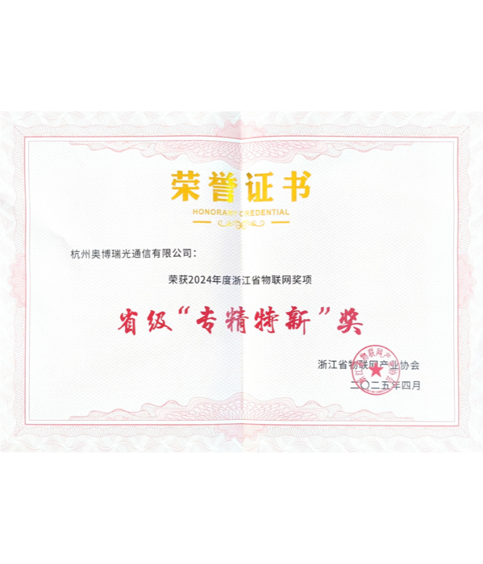 2024年度浙江省物联网-省级专精特新